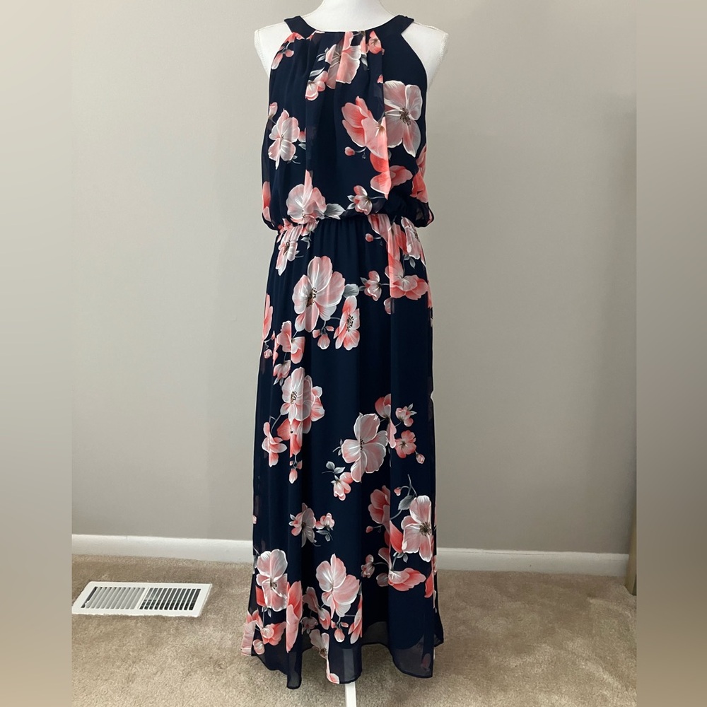 Women’s Robbie Bee dress, navy floral, maxi, 14